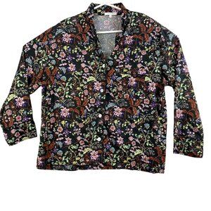 Love & Lore Womens Blouse Medium Floral Button Front Long Sleeve Boho Casual